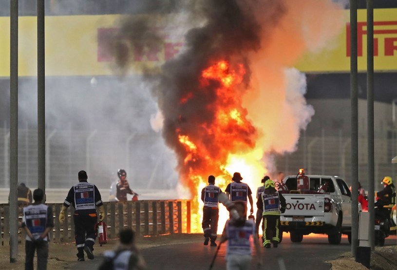 Straszna krajksa Romain Grosjeana  (Francja/Haas) /AFP