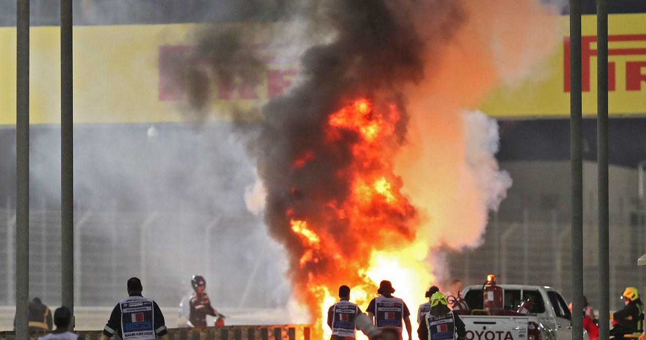 Straszna krajksa Romain Grosjeana  (Francja/Haas) /AFP