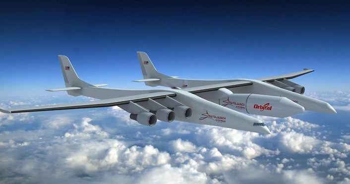 Stratolaunch - grafika przedstawiająca wygląd samolotu /materiały prasowe