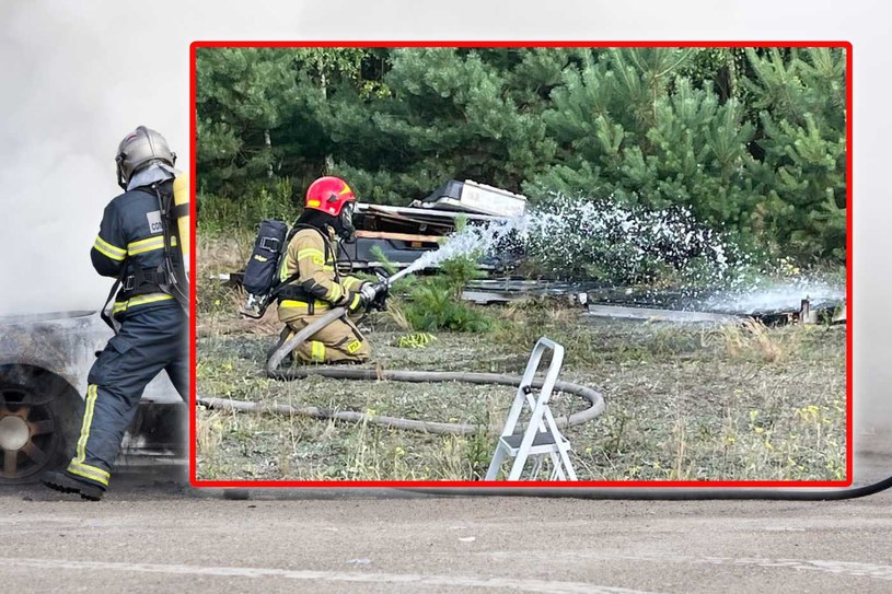 Strażacy bez problemu poradzili sobie z gaszeniem baterii auta elektrycznego /fot. 123rf.com/facebook.com/OSPTłuszcz /