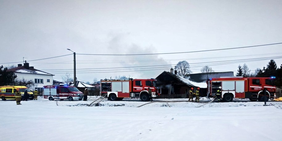 Strażacy na miejscu pożaru w Markowej /KP PSP Łańcut /Państwowa Straż Pożarna