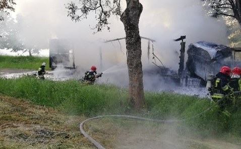 Strażacy na miejscu zdarzenia /Straż Pożarna Braniewo /