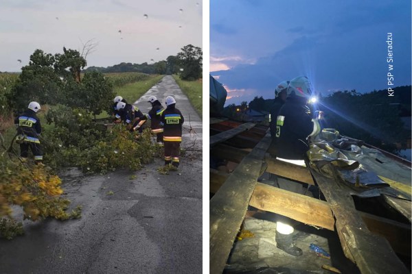 Strażacy przez całą noc usuwali skutki trąby powietrznej /Państwowa Straż Pożarna