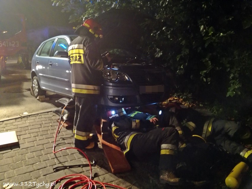 Strażacy wyciągają kota /112Tychy.pl /