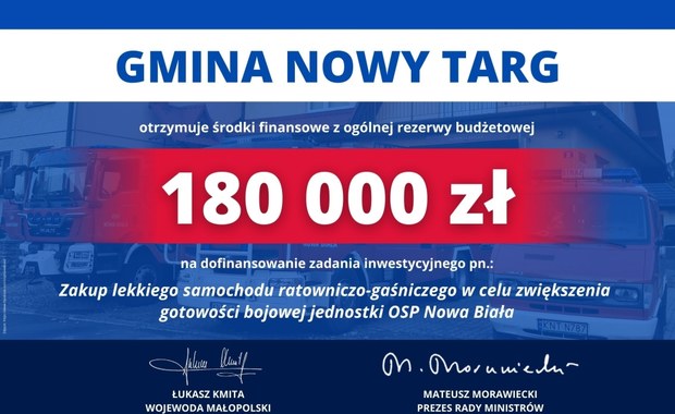 Strażacy z Podhala i Spisza dostaną dwa nowe wozy gaśnicze 