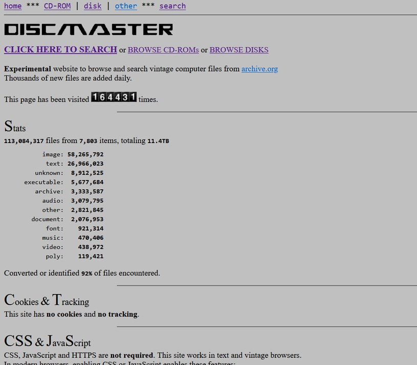 Strona Discmaster z wyglądu przypomina zabytkowe strony internetowe /screen / Marcin Jabłoński /INTERIA.PL