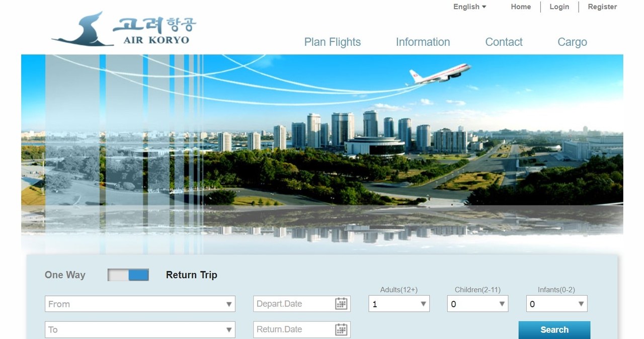 Strona internetowa Air Koryo. /materiał zewnętrzny