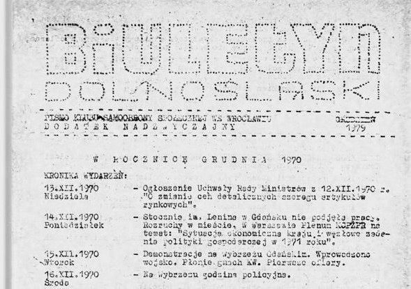 Strona tytułowa "Biuletynu Dolnośląskiego" - numer specjalny z grudnia 1979 r. /Encyklopedia Solidarności /INTERIA.PL