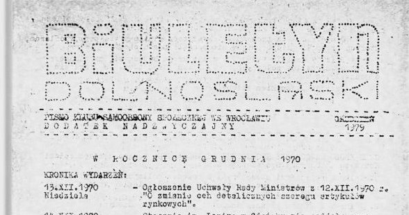 Strona tytułowa "Biuletynu Dolnośląskiego" - numer specjalny z grudnia 1979 r. /Encyklopedia Solidarności /INTERIA.PL