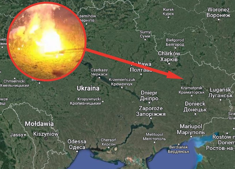 Strona ukraińska udostępniła kilka nagrań z dronów pokazujących ataki na rosyjskie jednostki wojskowe /Google Maps /Zrzut ekranu /domena publiczna