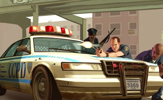 Strzelaniny z policją to norma dla bohaterów serii GTA, w piątej części zapewne będzie tak samo /Informacja prasowa