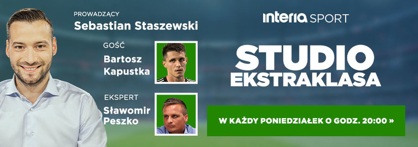 Studio Ekstraklasa w każdy poniedziałek o 20:00 /Interia.pl /.