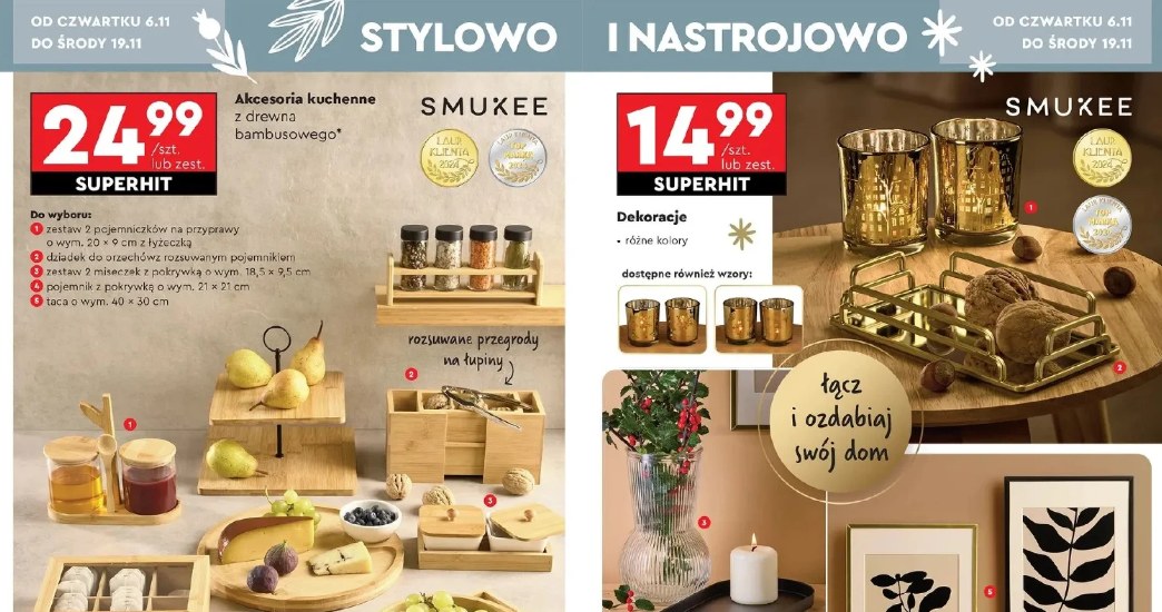 Stylowe dekoracje do domu i akcesoria kuchenne z drewna bambusowego /Biedronka /INTERIA.PL