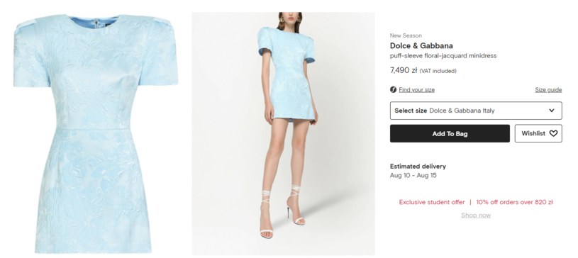 Sukienka Dolce Gabbana, którą ma Anna Lewandowska /screen ze sklepu Farfetch /materiał zewnętrzny