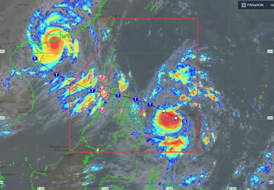 Supertajfun Ragasa i Opong widoczny na prognozach przedstawionych przez filipińską państwową służba meteorologiczna /PAGASA /Zrzut ekranu