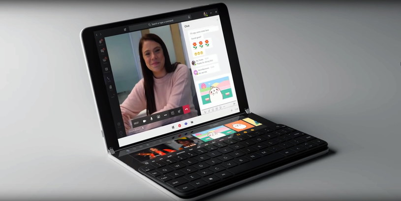Surface Neo po rozłożeniu do formy laptopa i podpięciu klawiatury Bluetooth /materiały prasowe