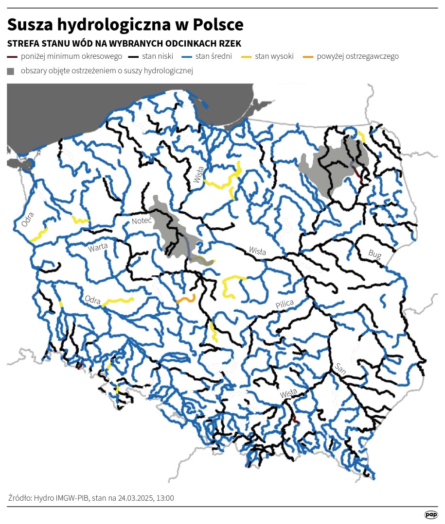 Susza hydrologiczna w Polsce /Michał Czernek /PAP