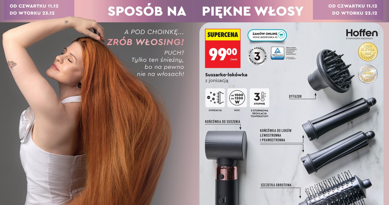 Suszarko-lokówka Hoffen z jonizacj w supercenie 99,00 zł! /Biedronka /INTERIA.PL