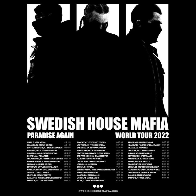 Swedish House Mafia wyruszy w globalną trasę w 2022 roku /materiały prasowe