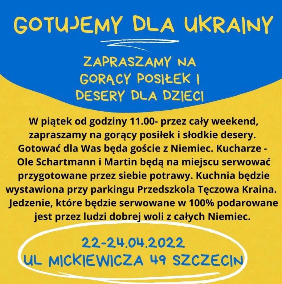 Świąteczna kuchnia polowa będzie przez cały weekend serwować posiłki uchodźcom z Ukrainy. /Fundacja "Wolna Ukrainia" /