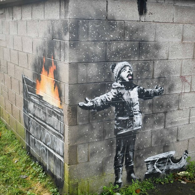 "Świąteczne Życzenia" Banksy'ego /Ben Birchall    /PAP/PA