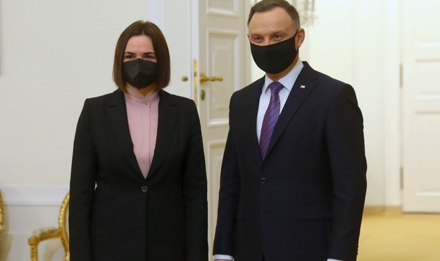 Swiatłana Cichanouska i Andrzej Duda /Rafał Guz /PAP