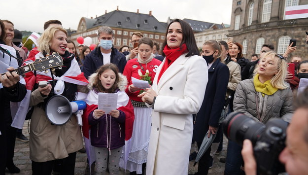 Swiatłana Cichanouska w Kopenhadze /EMIL HELMS  /PAP/EPA