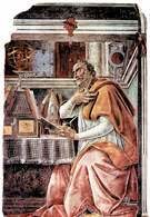 Święty Augustyn w swojej pracowni, Sandro Botticelli, fresk z kościoła Wszystkich Świętych we /Encyklopedia Internautica