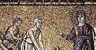 Święty Piotr i św. Andrzej spotykają Jezusa, mozaika z kościoła Sant Apollinare Nuovo w Rawenn /Encyklopedia Internautica