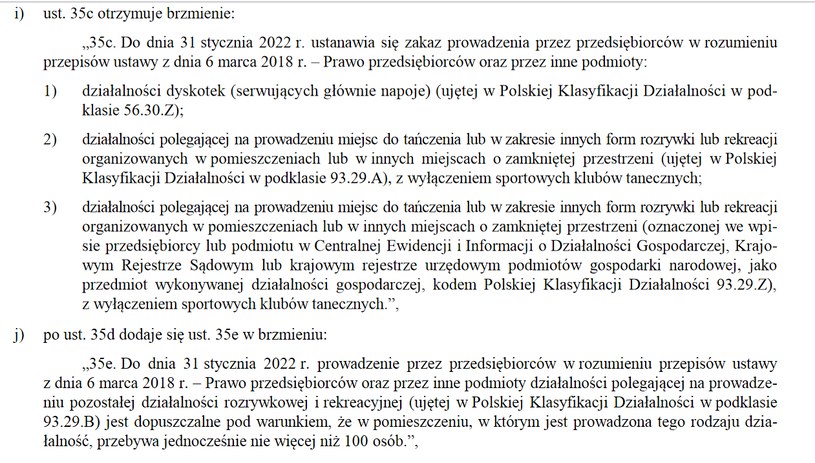 Sylwester 2021/2022. Jakie obostrzenia obowiązują? - na zdjęciu fragment rozporządzenia /