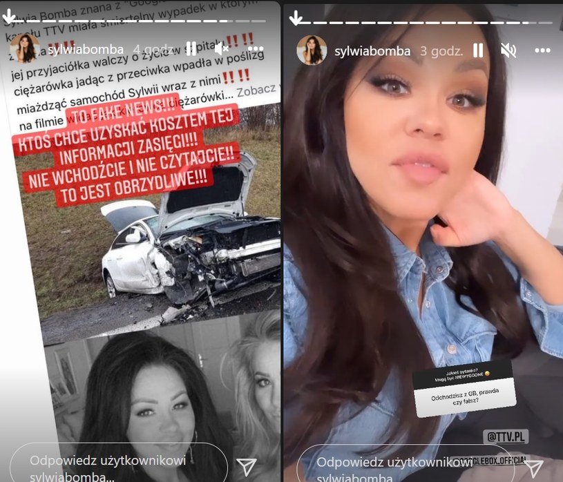 Sylwia Bomba dementuje obrzydliwe "fake newsy" /Instagram