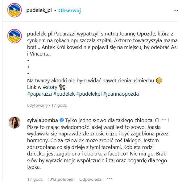 Sylwia Bomba ostro o Antku Królikowskim /Instagram