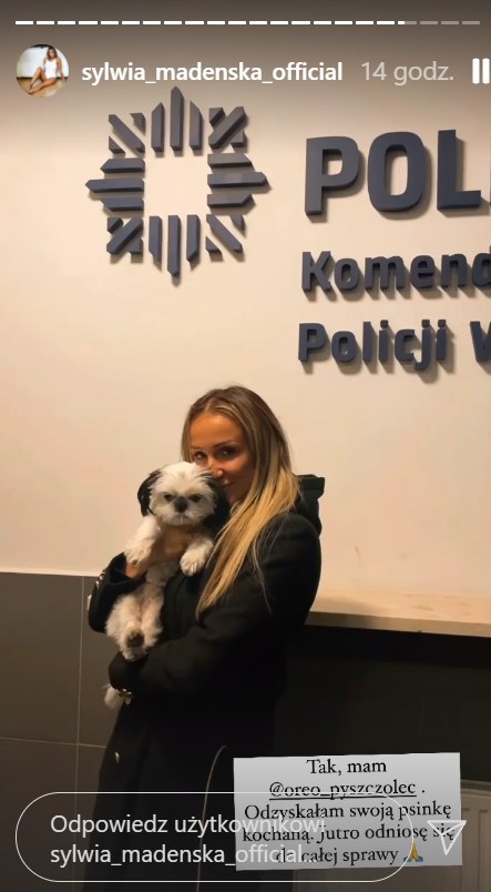 Sylwia Madeńska odzyskała psa /Instagram