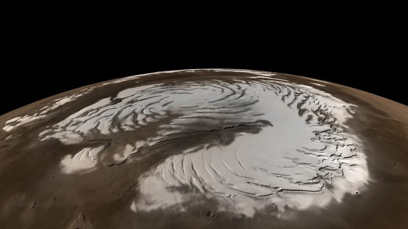 Symulacja pokrywy śnieżnej na północnym biegunie Marsa /NASA