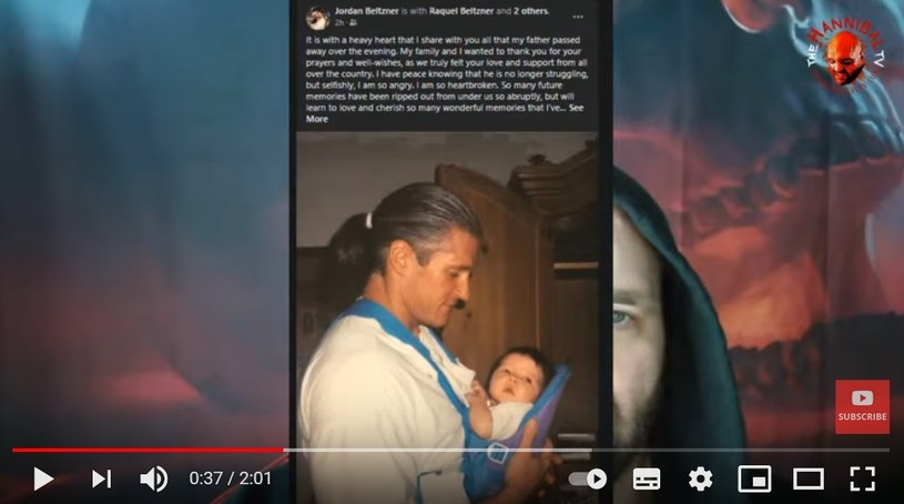 Syn Jeffreya Beltznera zamieścił po jego śmierci osobisty wpis na Facebooku /Screen z Youtube/The Hannibal TV /materiał zewnętrzny