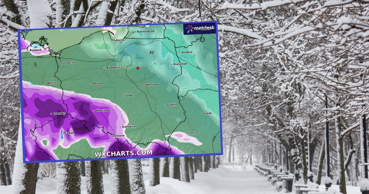 Synoptycy IMGW wydali alert dla łącznie siedmiu województw. Na południu i północy kraju spodziewane są intensywne opady śniegu /nataliagolovina/123rf/WXCHARTS /