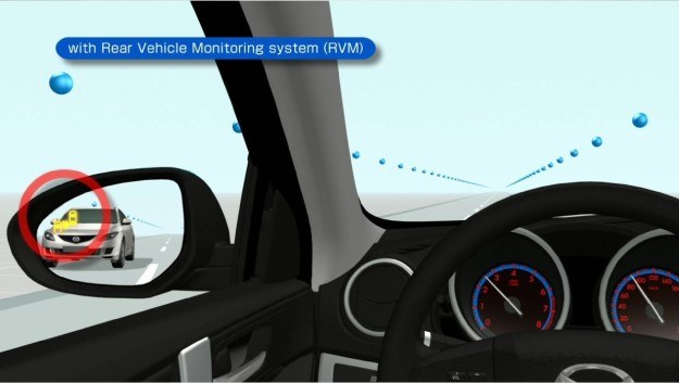 System RVM ostrzega o pojazdach w martwym polu auta. /Mazda