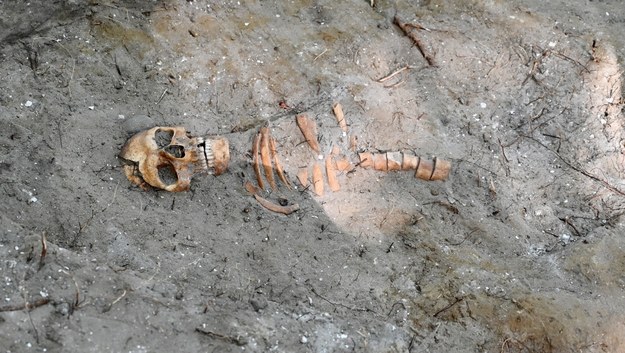 Szczątki jednego z obrońców Westerplatte, znalezione przez zespół archeologów w miejscu gdzie była wartownia nr 5 /Marcin Gadomski /PAP
