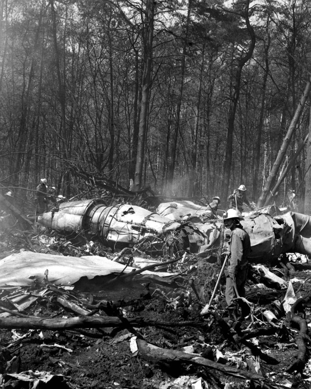 Szczątki samolotu po katastrofie w warszawskim Lesie Kabackim /CAF /PAP