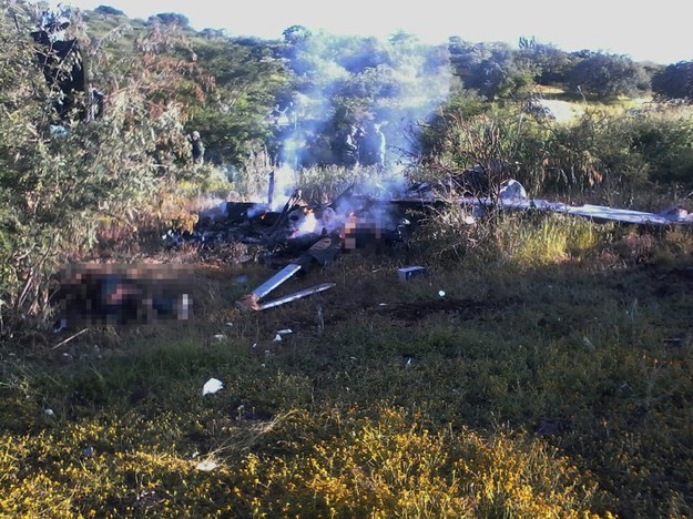 Szczątki zestrzelonego śmigłowca w pobliżu Apatzingan /CESAR AGUIRRE /PAP/EPA