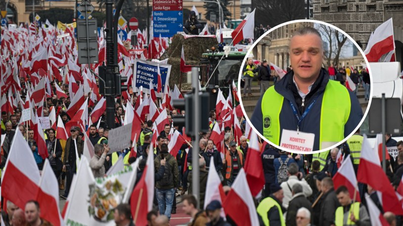 Szczepan Wójcik stanął na czele "Marszu Gwiaździstego na Warszawę" organizowanego w ramach protestów rolników /OMAR MARQUES / ANADOLU / Anadolu via AFP, Szczepan Wójcik / FB /