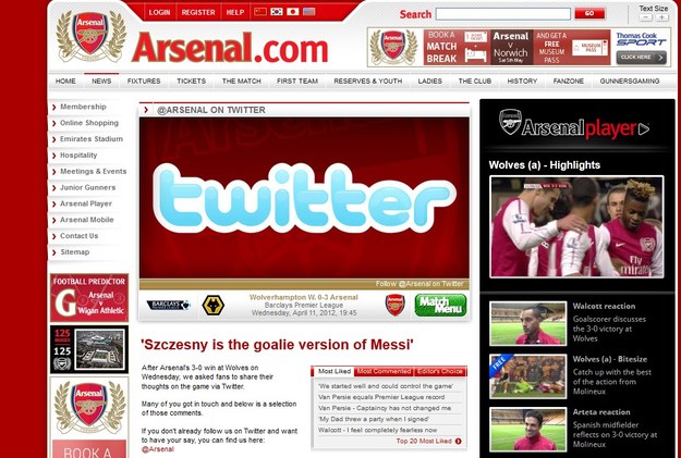"Szczęsny to bramkarska wersja Messiego" napisał na twitterze Arsenalu jeden z kibiców /INTERIA.PL