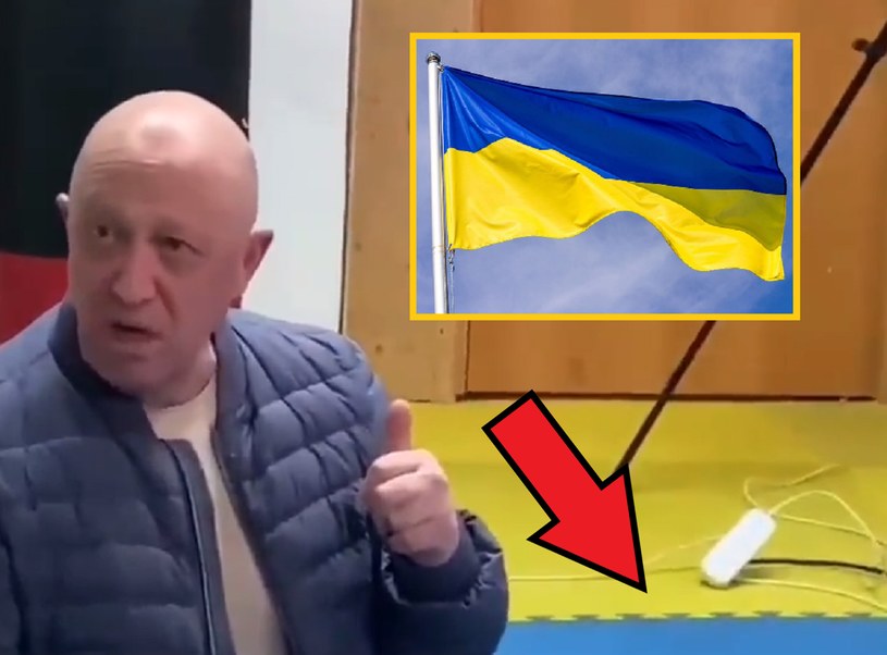 Szef Grupy Wagnera wystąpił na podłodze, która była w barwach ukraińskiej flagi narodowej /Twitter