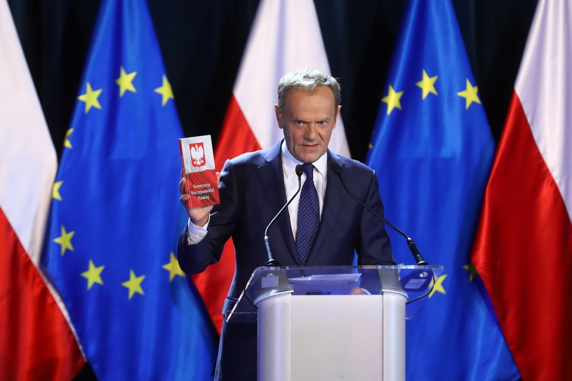 Szef Rady Europejskiej Donald Tusk podczas wykładu "Nadzieja i odpowiedzialność. O konstytucji, Europie i wolnych wyborach" /Rafał Guz /PAP