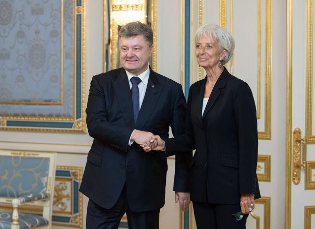 Szefowa MFW Christine Lagarde i prezydent Ukrainy Petro Poroszenko /AFP