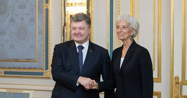 Szefowa MFW Christine Lagarde i prezydent Ukrainy Petro Poroszenko /AFP
