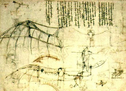 Szkic lotni wykonany przez Leonarda da Vinci w 1488 r. /MWMedia