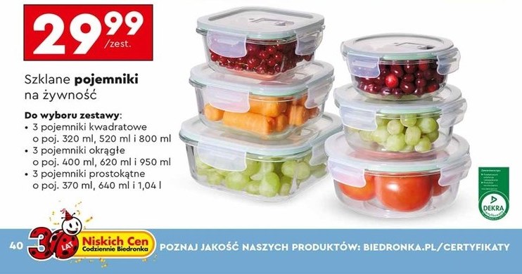 Szklane pojemniki na żywność /Biedronka /INTERIA.PL