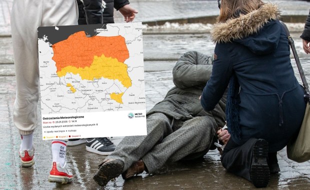 "Szklanka" na drogach i chodnikach. Alert dla 12 województw