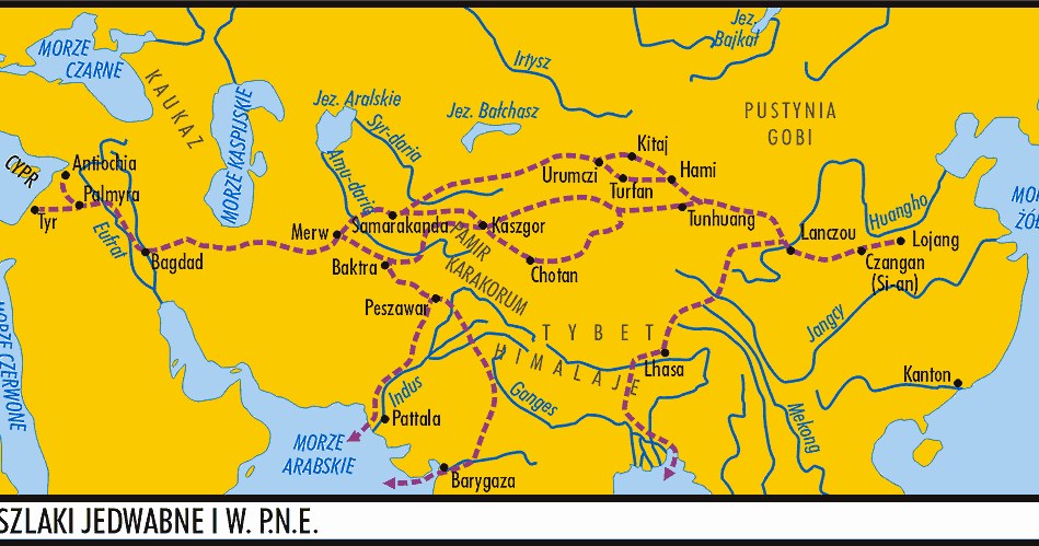 Szlaki jedwabne w I w. p.n.e. /Encyklopedia Internautica